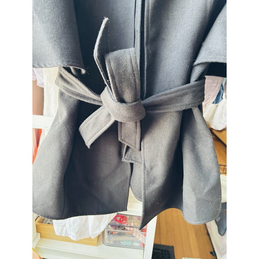 Tahari Womens Cape Capelet Wrap Coat Black L - Picture 5 of 9
